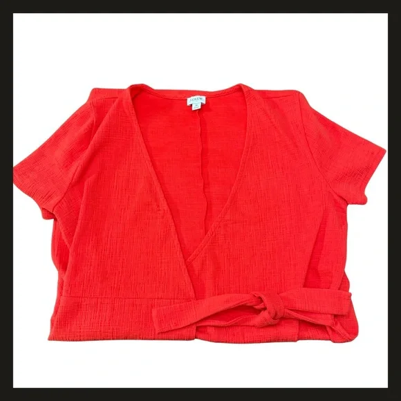 J.Crew Red Faux Wrap Slip On Dress Women’s Medium SP20 AK924 Midi Viscose EUC - Picture 8 of 12